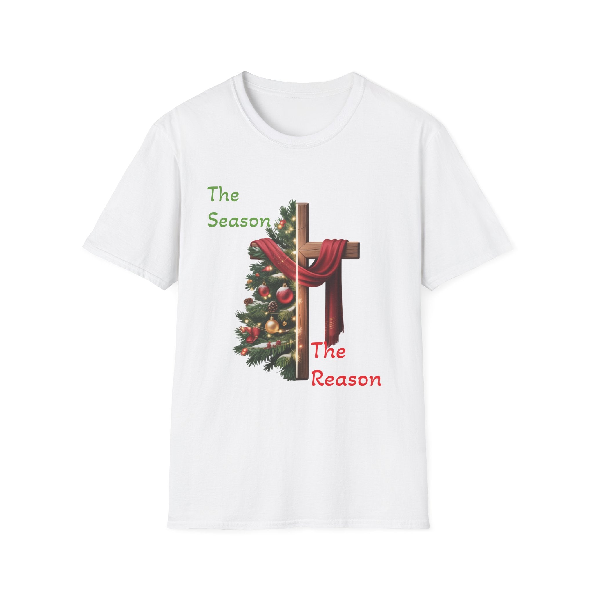 The Season The Reason cross with Christmas wreath T-Shirt
