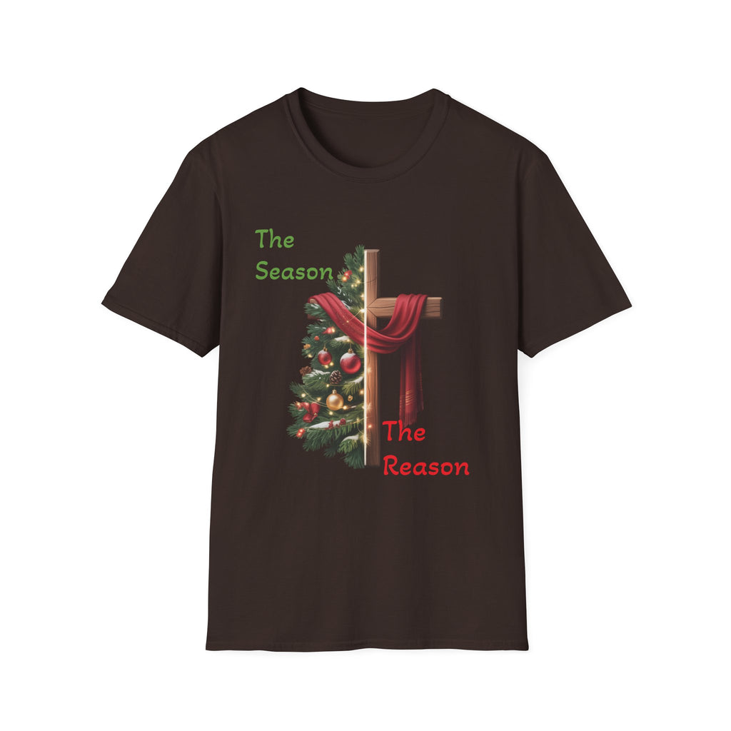 The Season The Reason cross with Christmas wreath T-Shirt