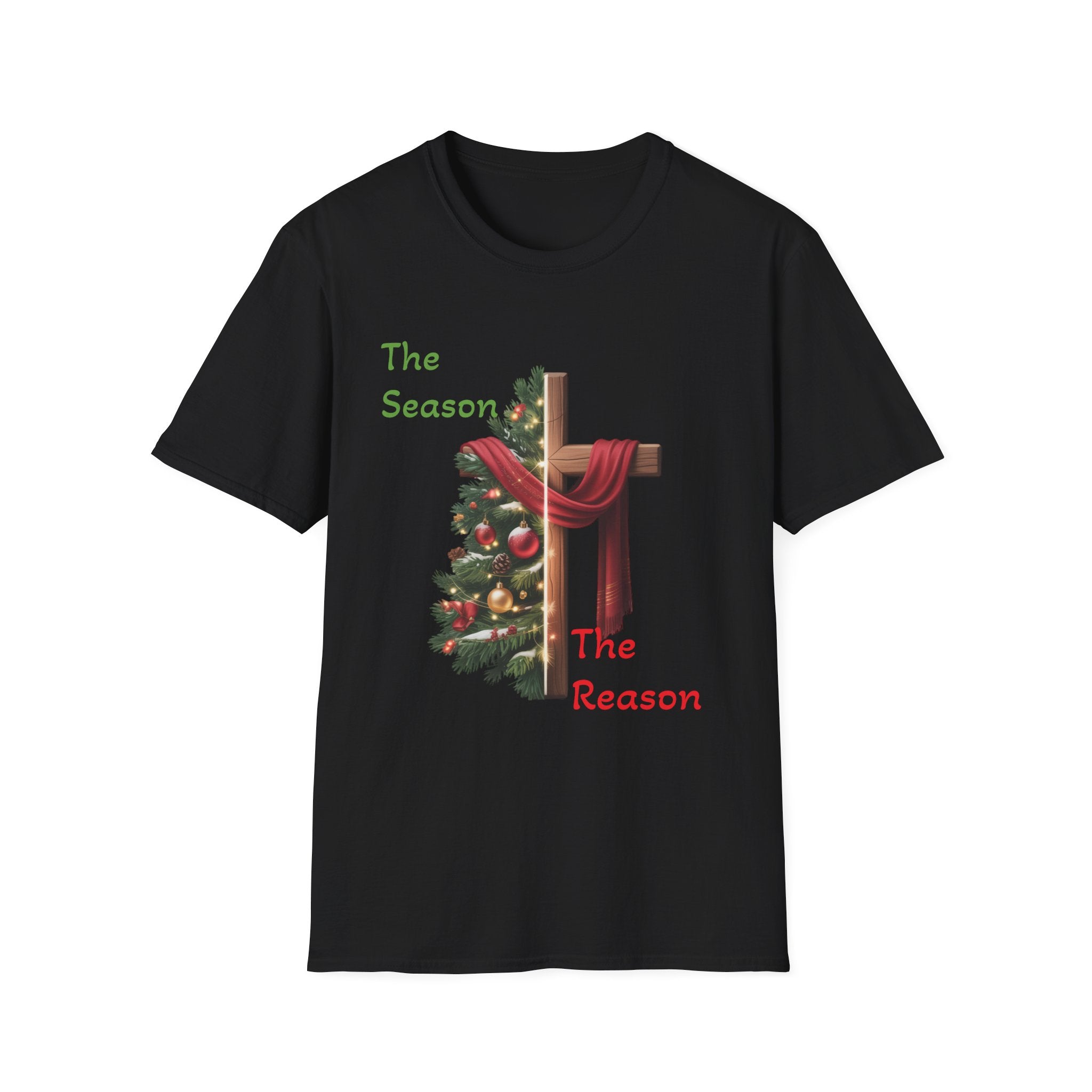 The Season The Reason cross with Christmas wreath T-Shirt