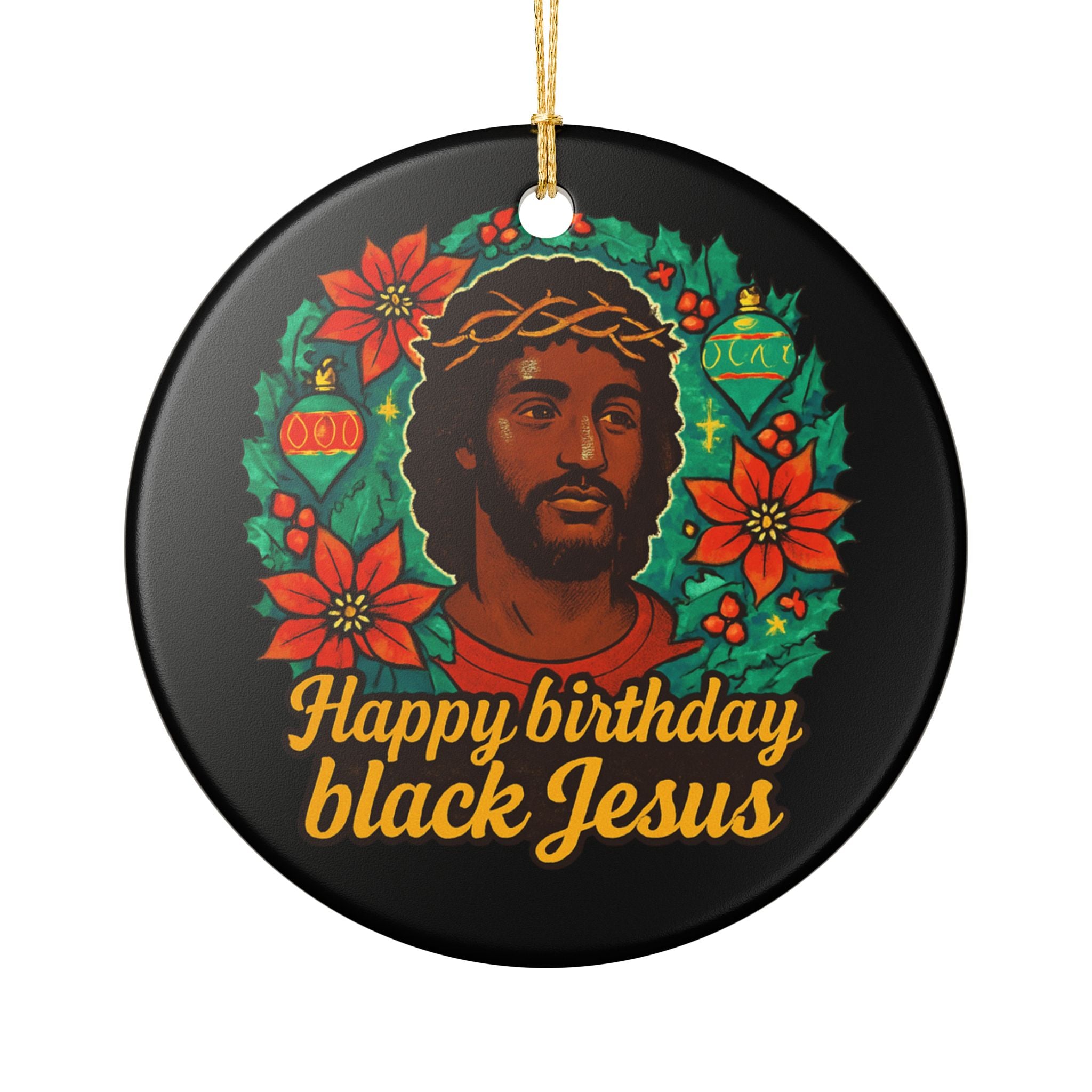 Black Jesus Christmas Ornament