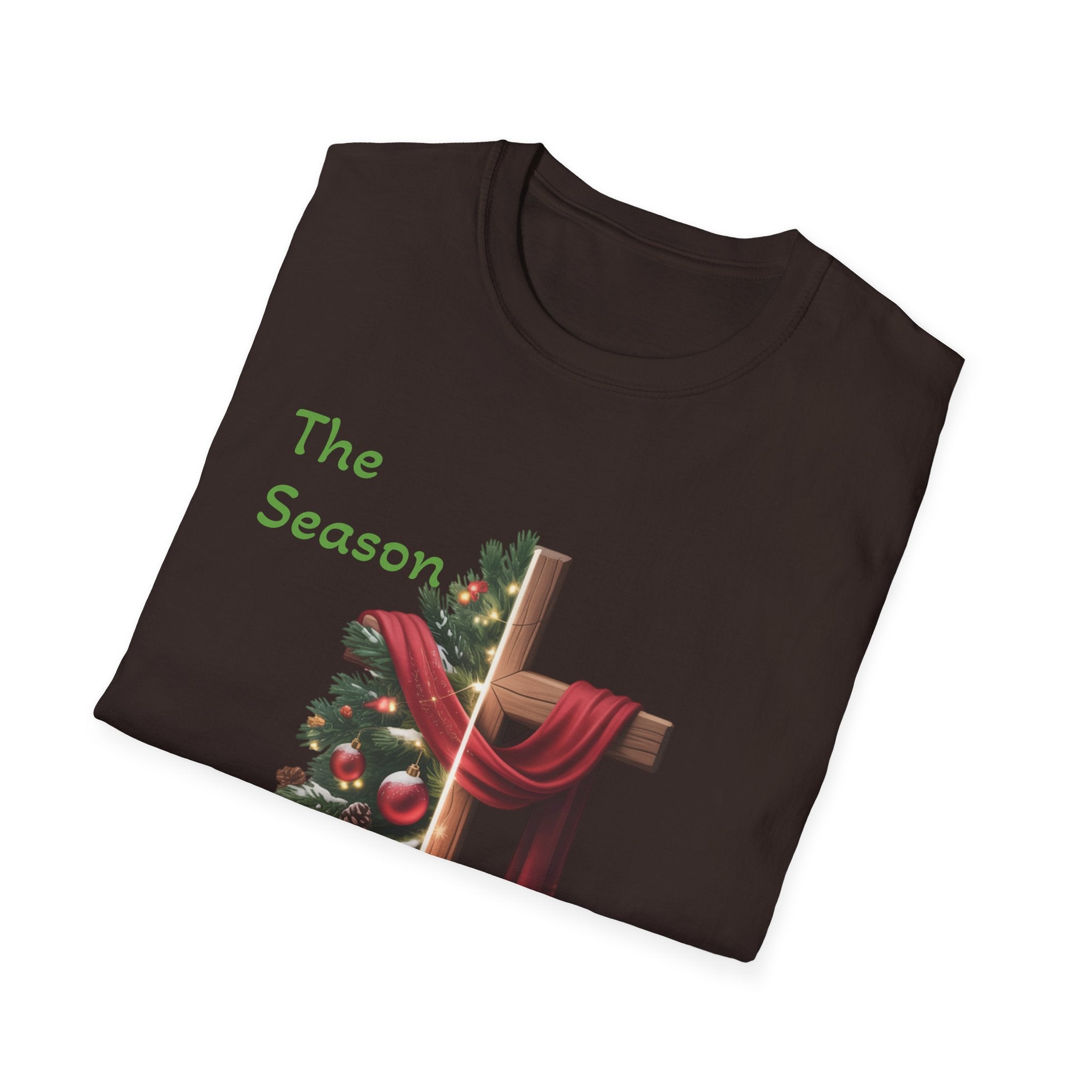 The Season The Reason cross with Christmas wreath T-Shirt
