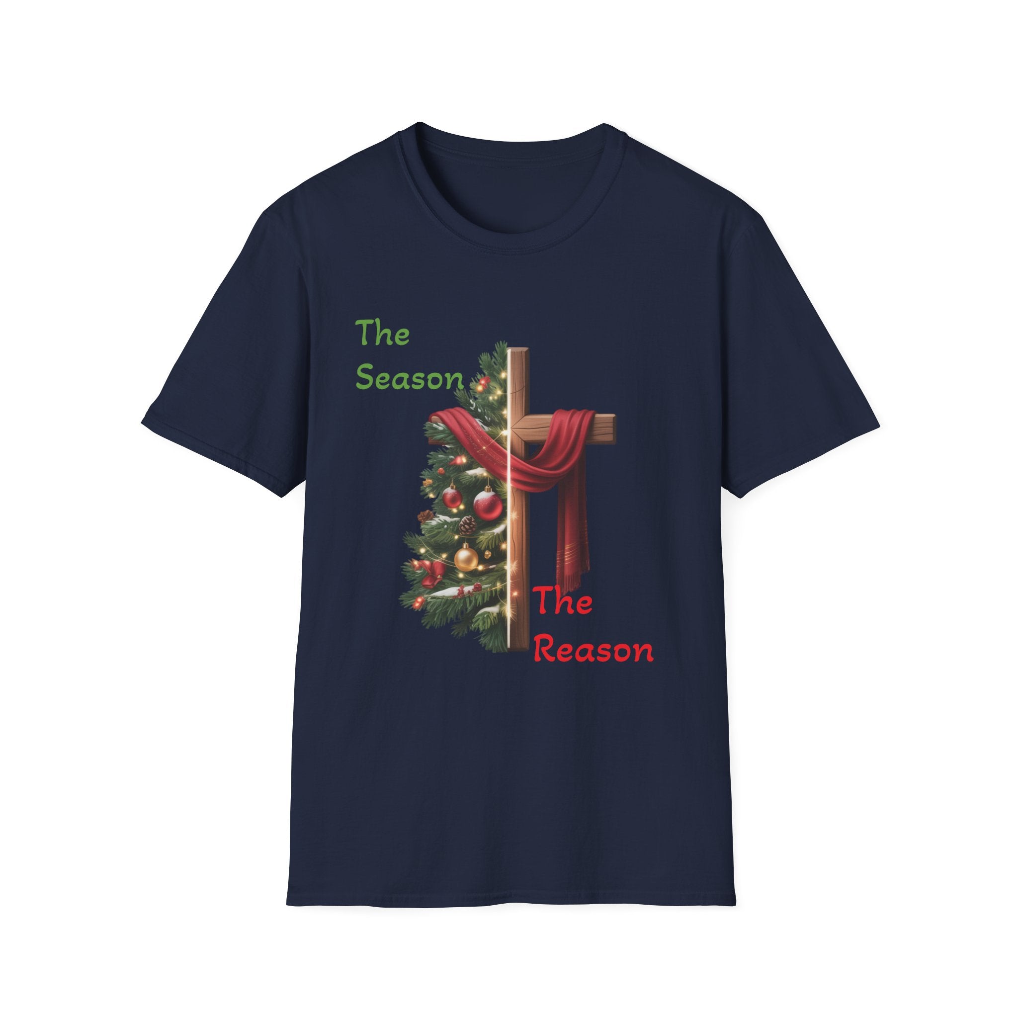 The Season The Reason cross with Christmas wreath T-Shirt