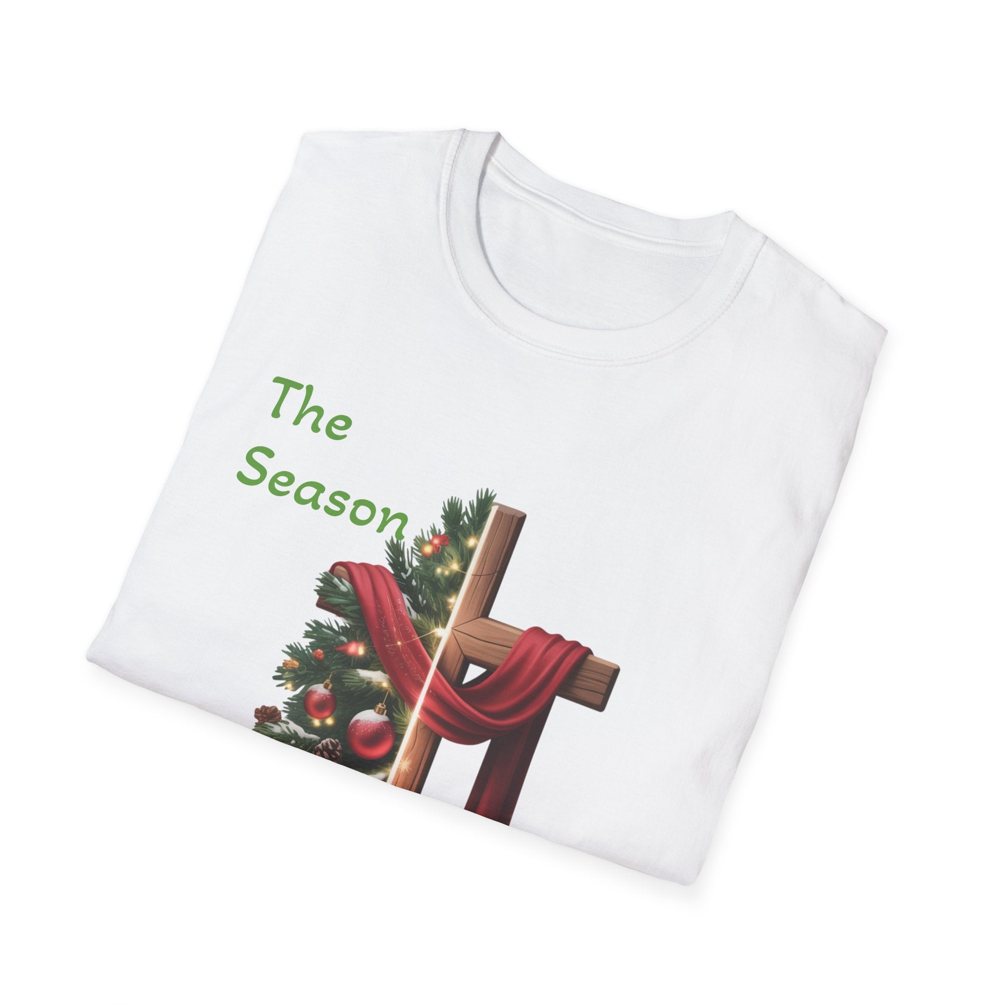 The Season The Reason cross with Christmas wreath T-Shirt