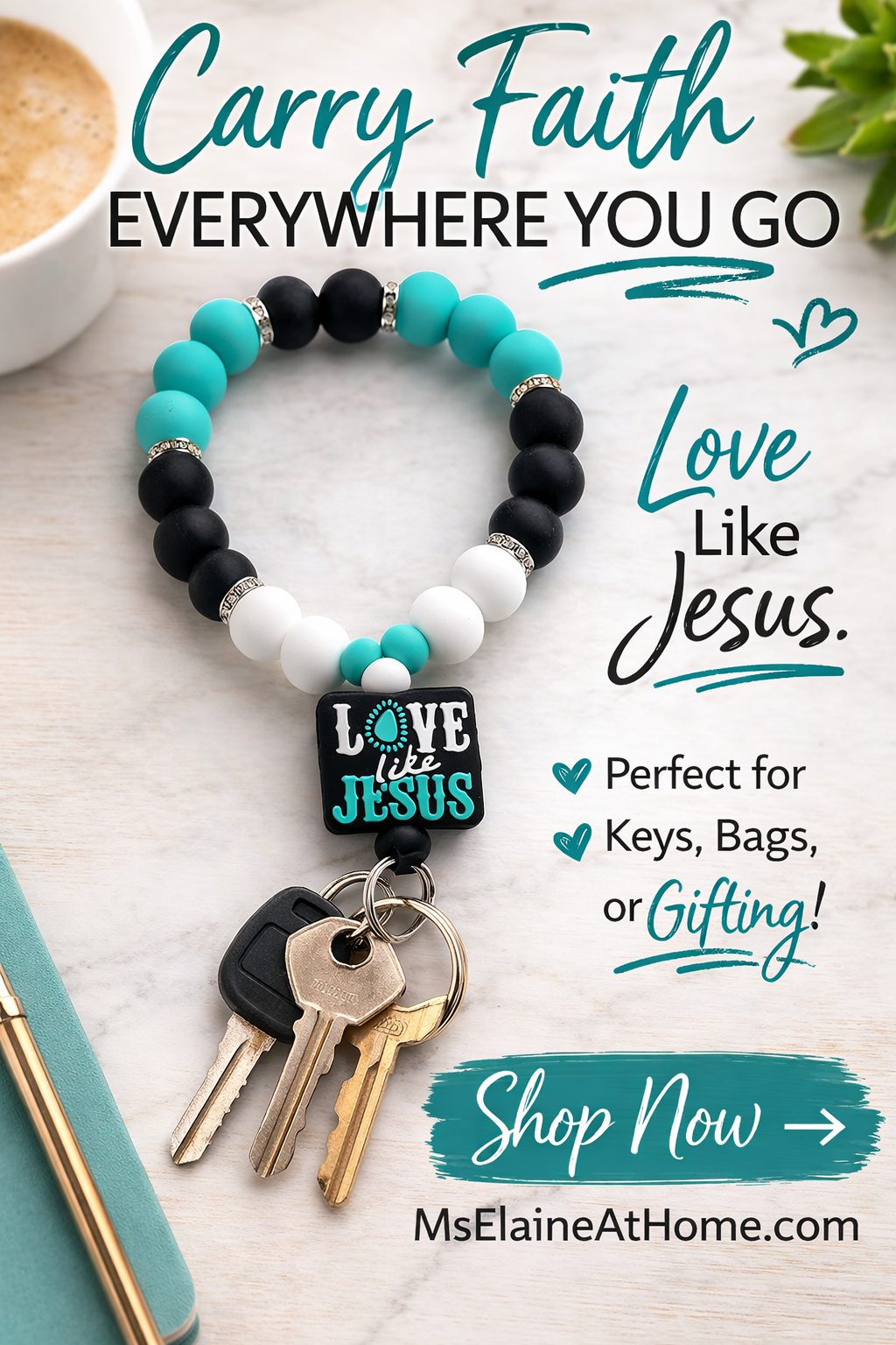 Love Like Jesus wristlet keychain